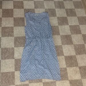 LOFT Light Blue Sleeveless Mini Dress with Micro Print